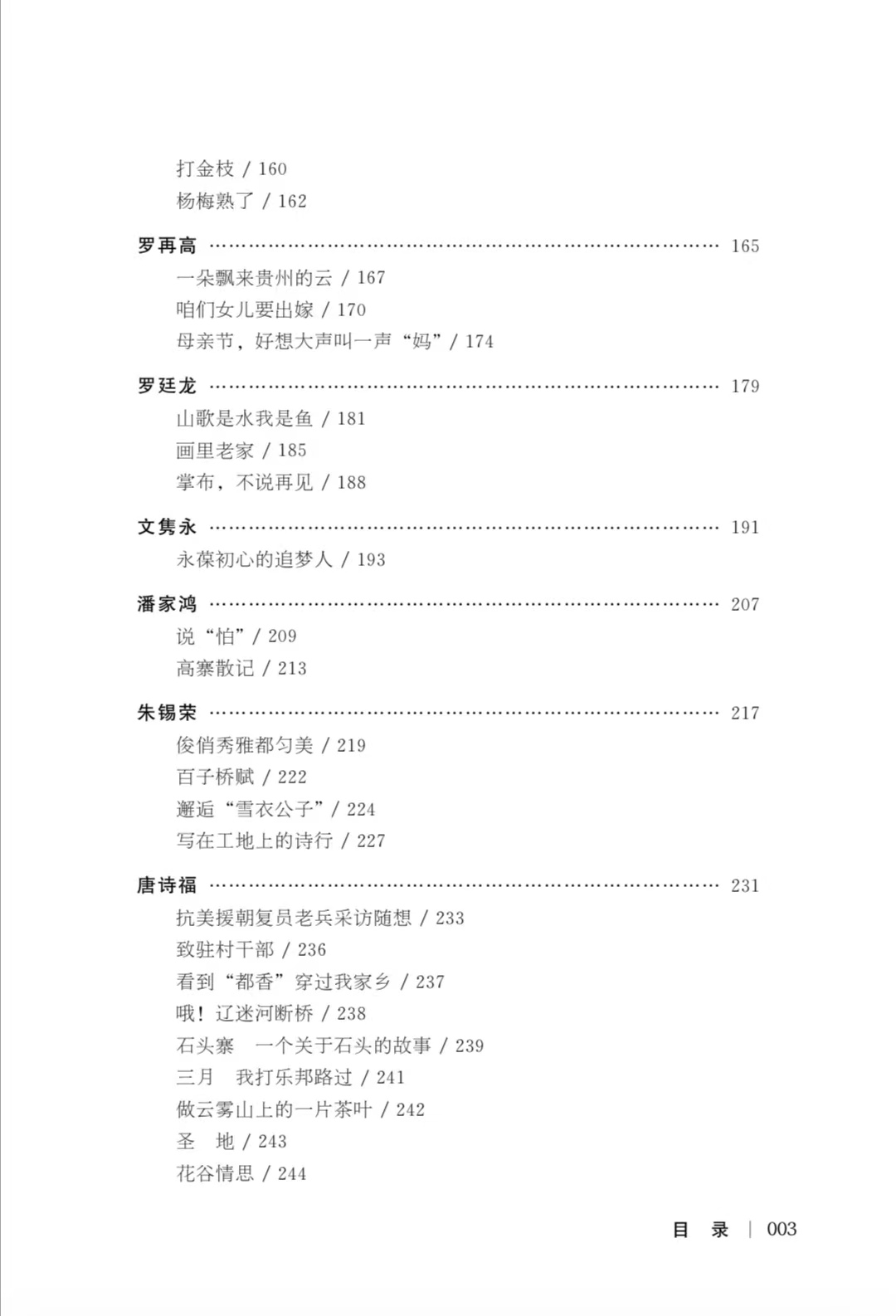 散文集《龍山蒼茫——貴州都勻散文20家》目錄3